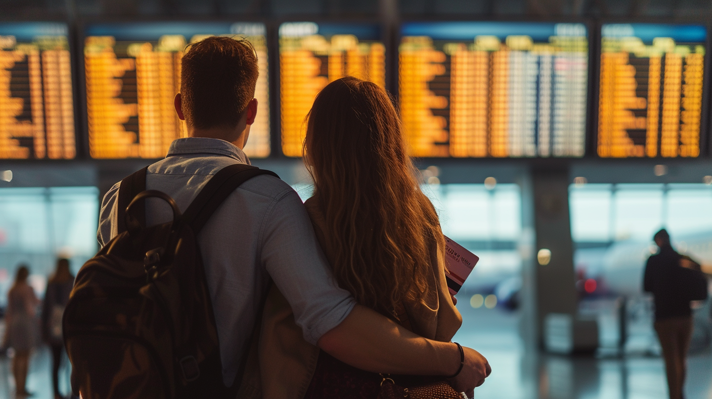 Un couple dans un aéroport | Source : Midjourney