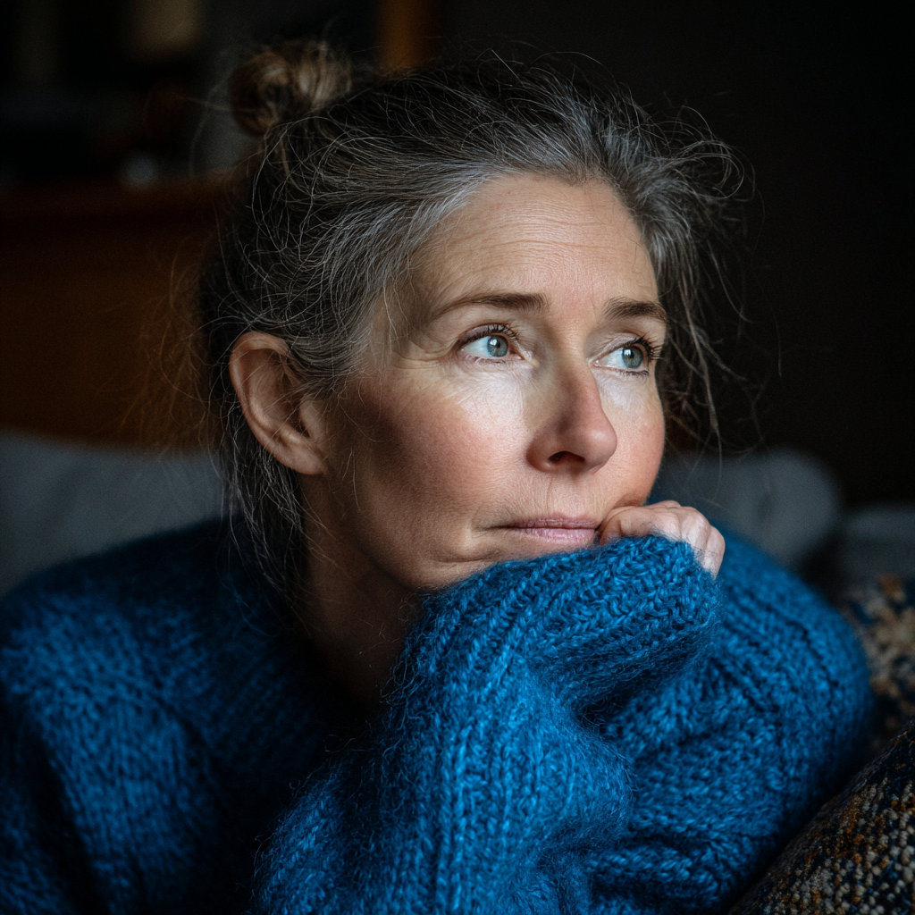 Une femme émotive portant un maillot bleu | Source : Midjourney