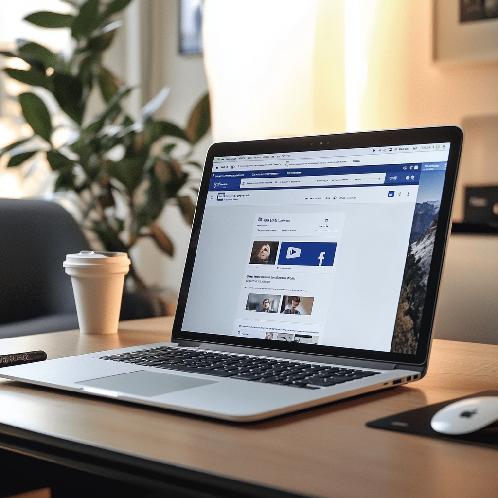 Un ordinateur portable ouvert sur Facebook | Source : Midjourney