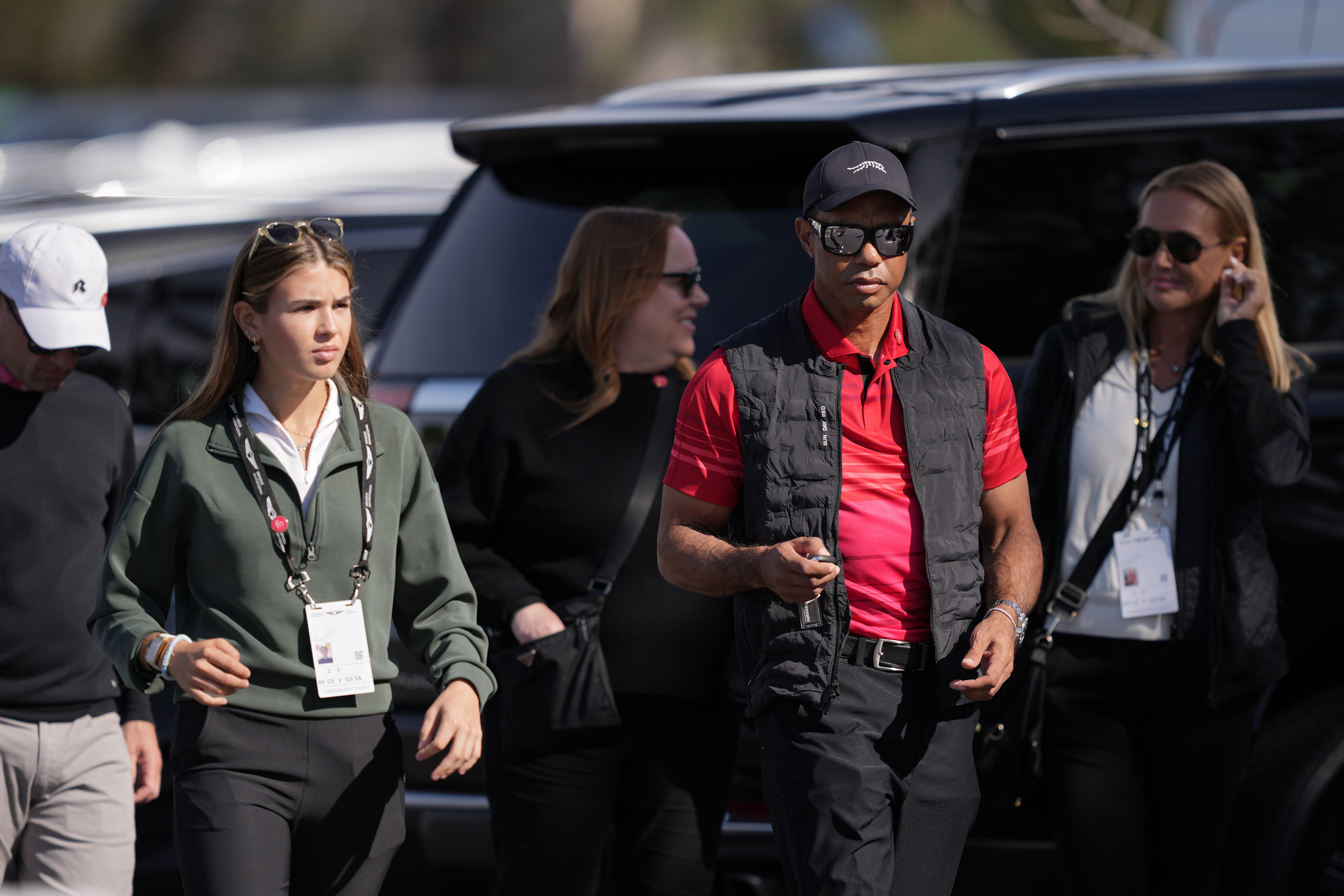 Kai Trump et Tiger Woods avec Vanessa Trump en arrière-plan | Source : Getty Images