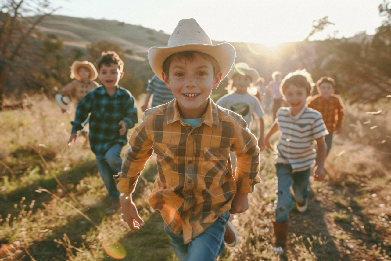 Des enfants courant à l'extérieur | Source : MidJourney