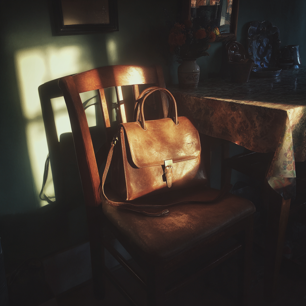 Un sac à main marron sur une chaise de cuisine | Source : Midjourney