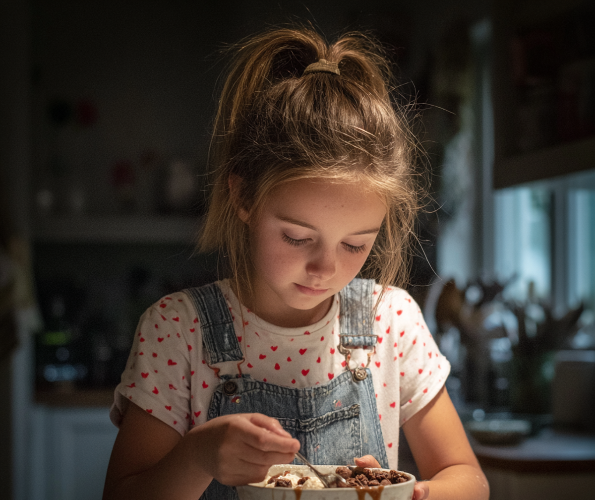 Une petite fille mangeant un bol de glace | Source : Midjourney