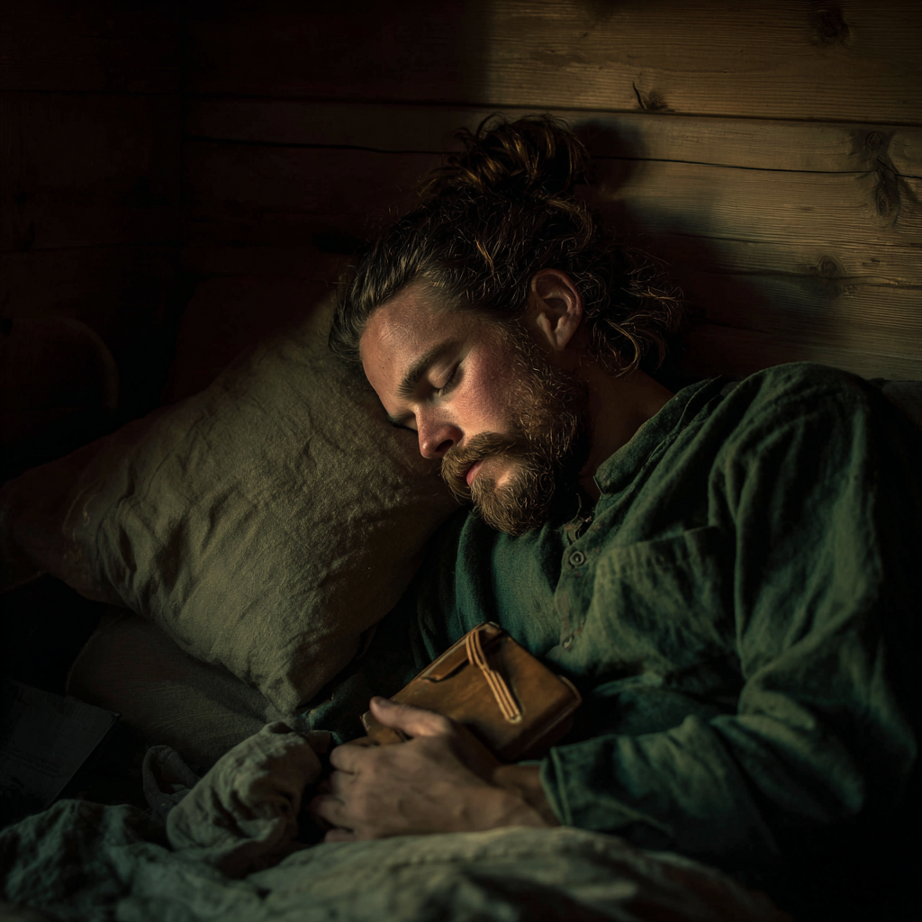 Un homme tenant une boîte en bois dans son sommeil | Source : Midjourney