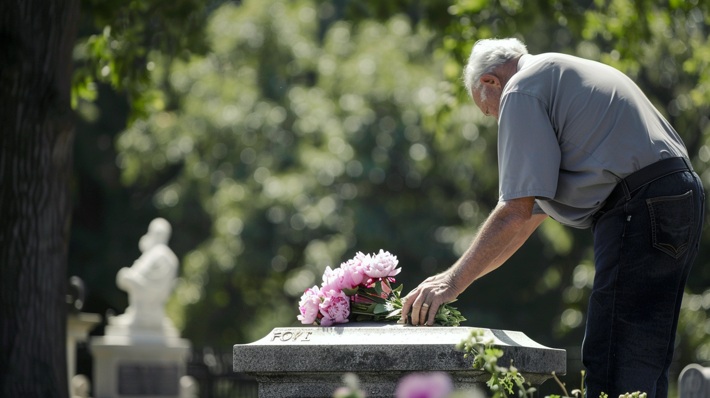Un homme âgé avec des fleurs | Source : Midjourney
