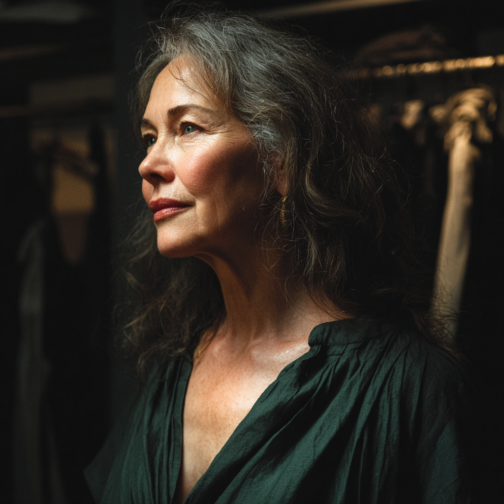 Une femme âgée debout dans un vestiaire | Source : Midjourney