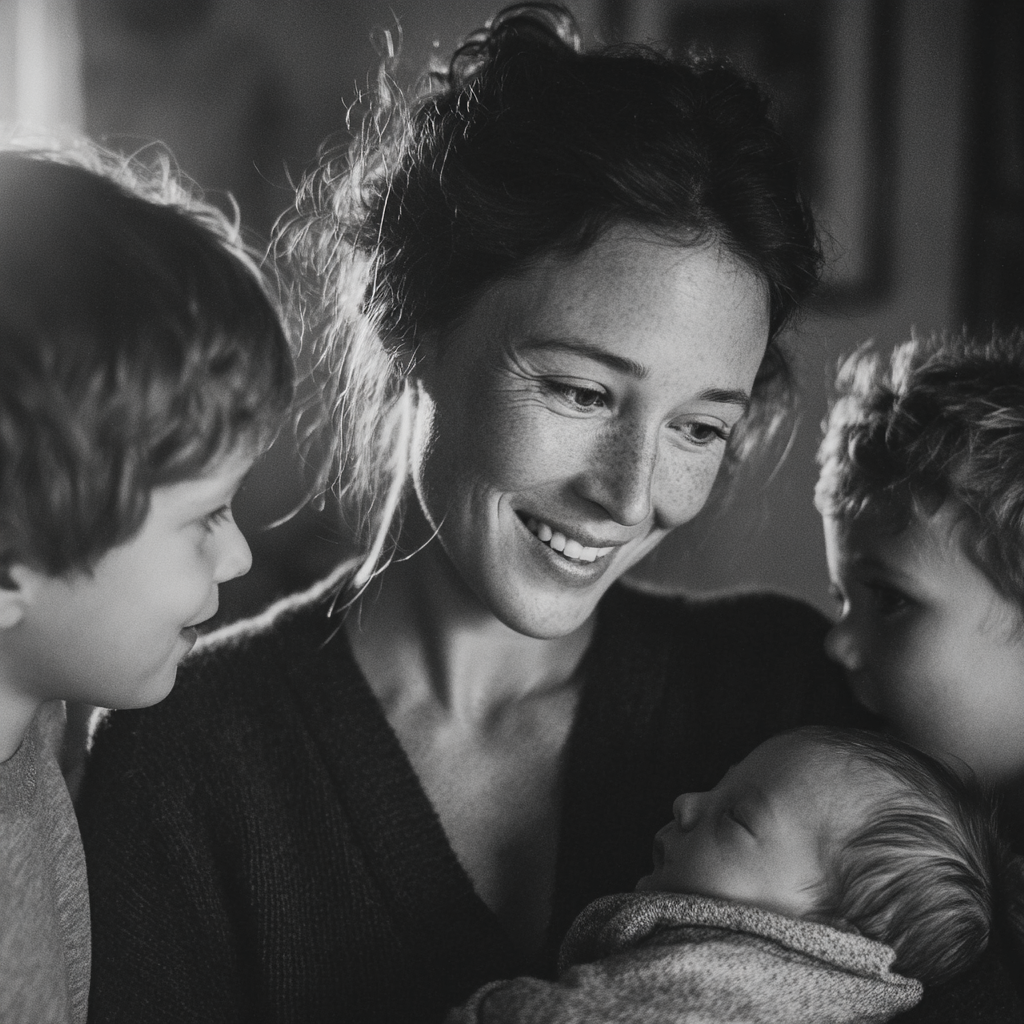 Une mère heureuse avec ses enfants | Source : Midjourney