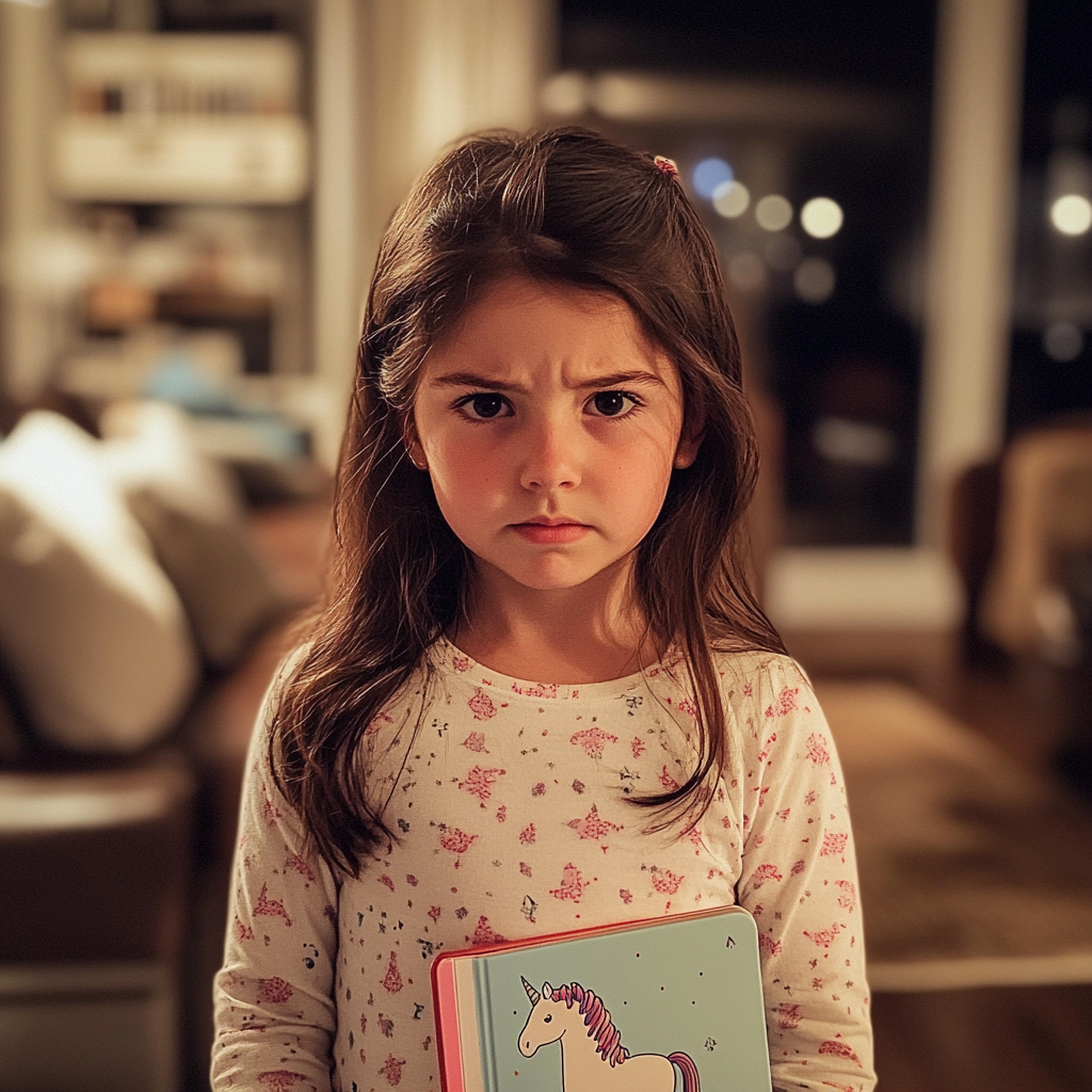 Une petite fille tenant un cahier | Source : Midjourney