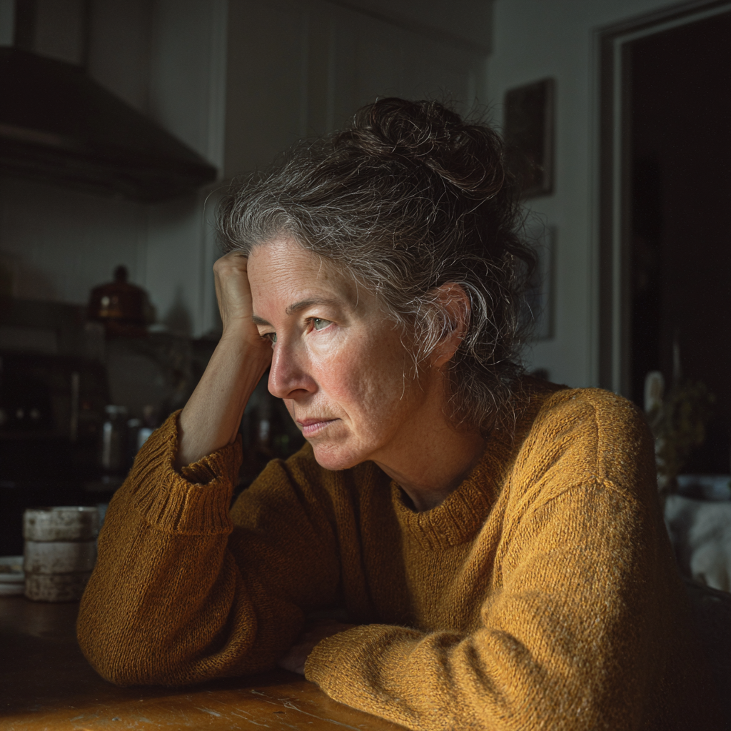 Une femme âgée bouleversée qui se tient la tête | Source : Midjourney