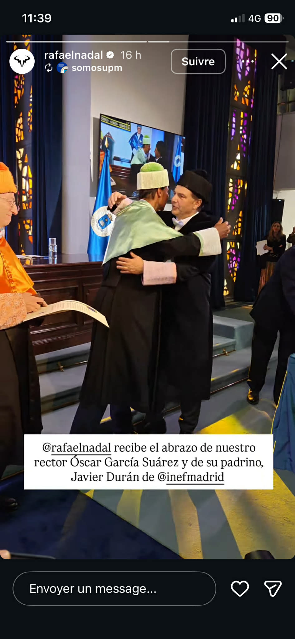 Rafael Nadal reçoit un doctorat honoris causa décerné par Université Polytechnique de Madrid I Source : https://www.instagram.com/rafaelnadal/?g=5