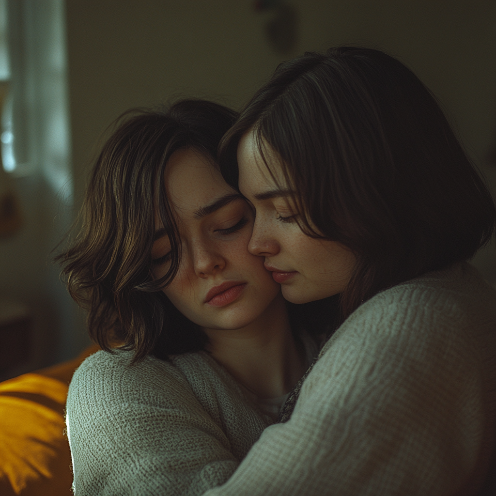 Deux sœurs se serrant dans les bras | Source : Midjourney
