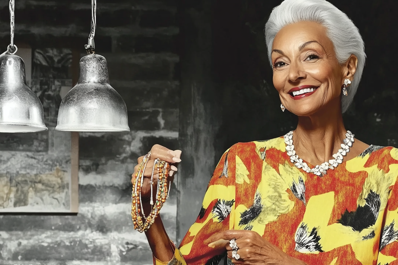 Une femme âgée tenant des bracelets | Source : Midjourney