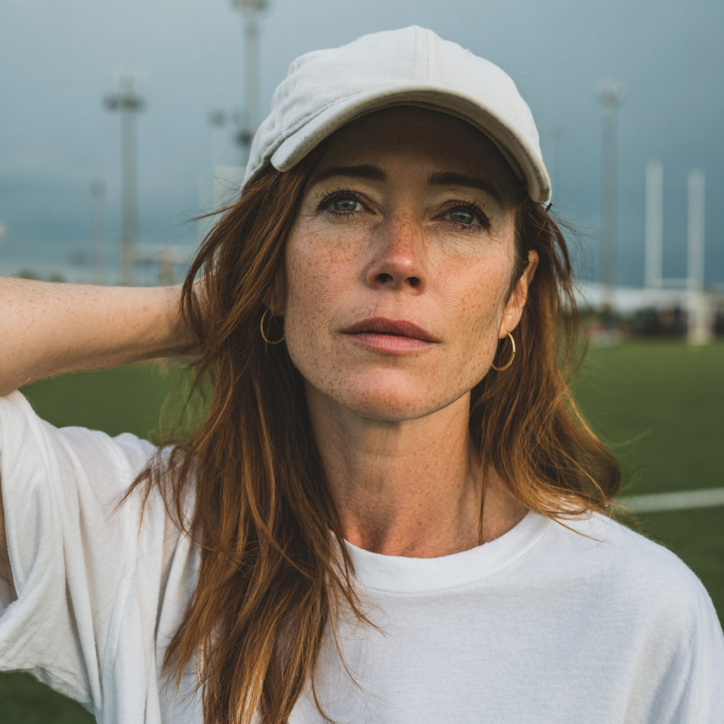 Une femme debout, la main sur la tête | Source : Midjourney