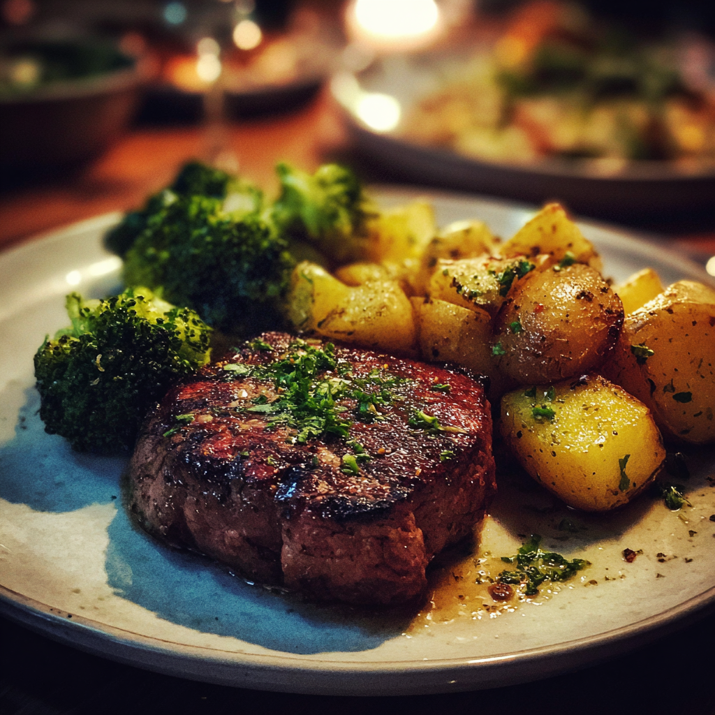 Une assiette de nourriture sur une table | Source : Midjourney