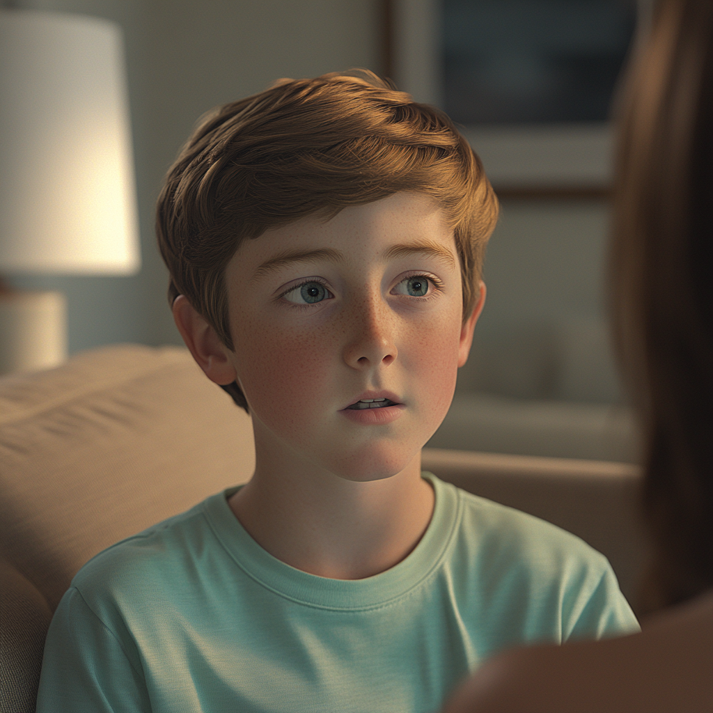 Un garçon qui parle à sa mère dans une maison d'homme | Source : Midjourney