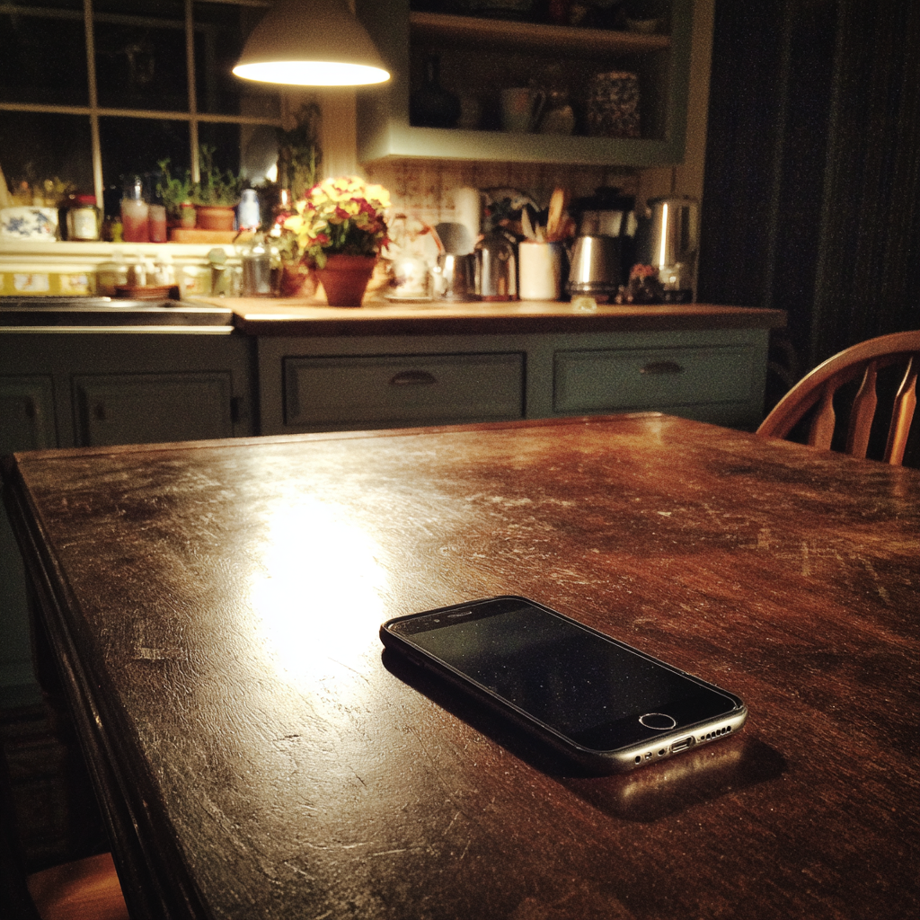 Un téléphone portable sur une table | Source : Midjourney
