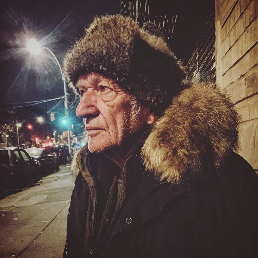 Un homme âgé debout sur un trottoir | Source : Midjourney