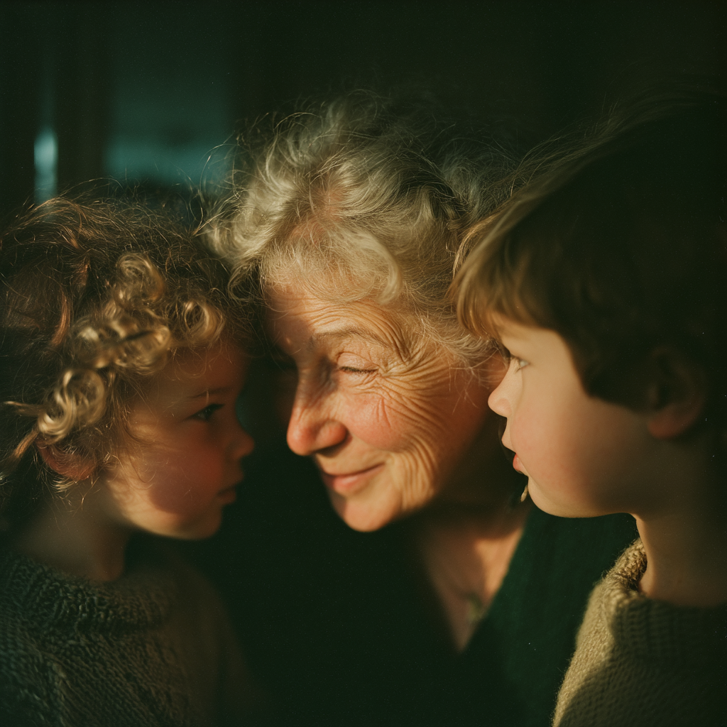 Une femme embrassant des enfants | Source : Midjourney