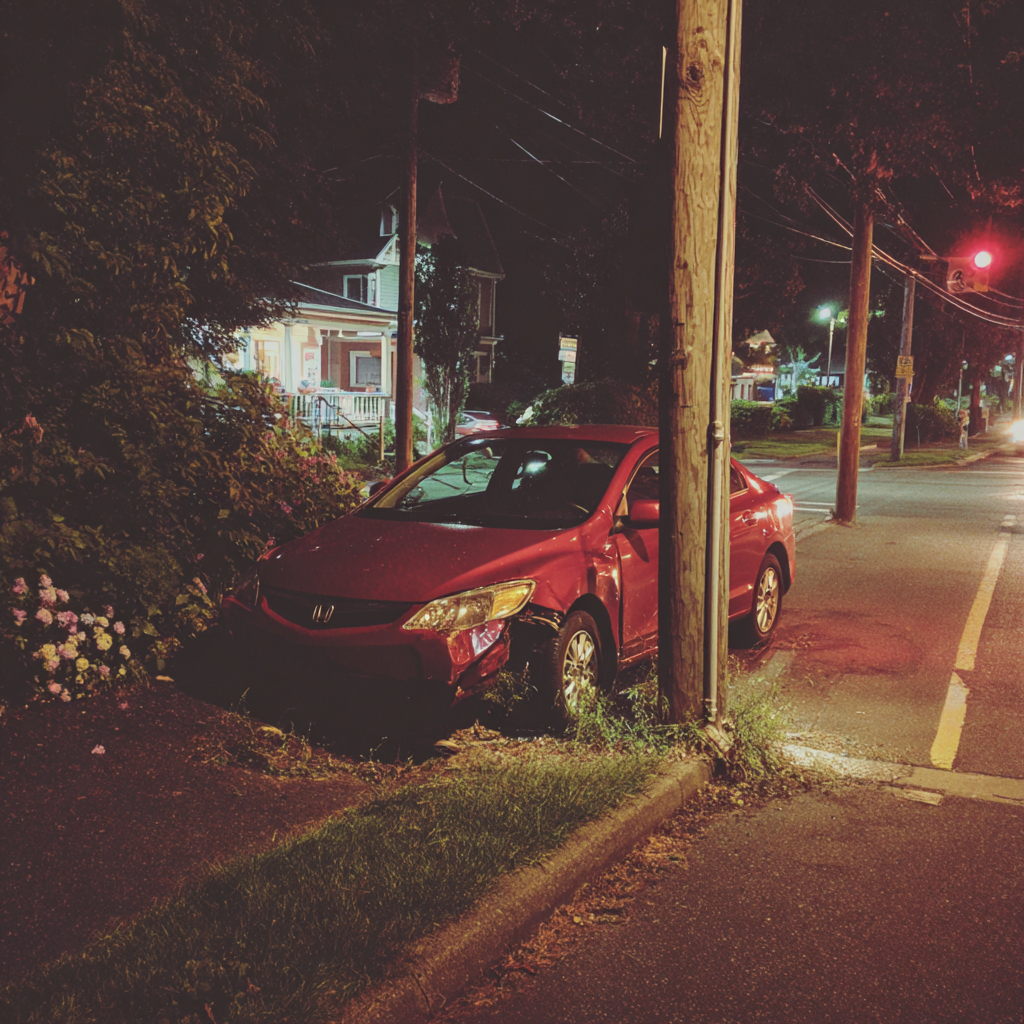 Une voiture rouge accidentée | Source : Midjourney