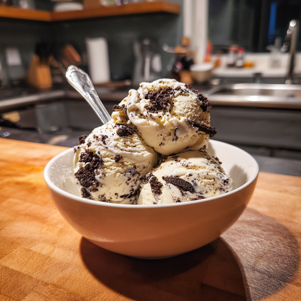 Un bol de crème glacée sur un comptoir | Source : Midjourney