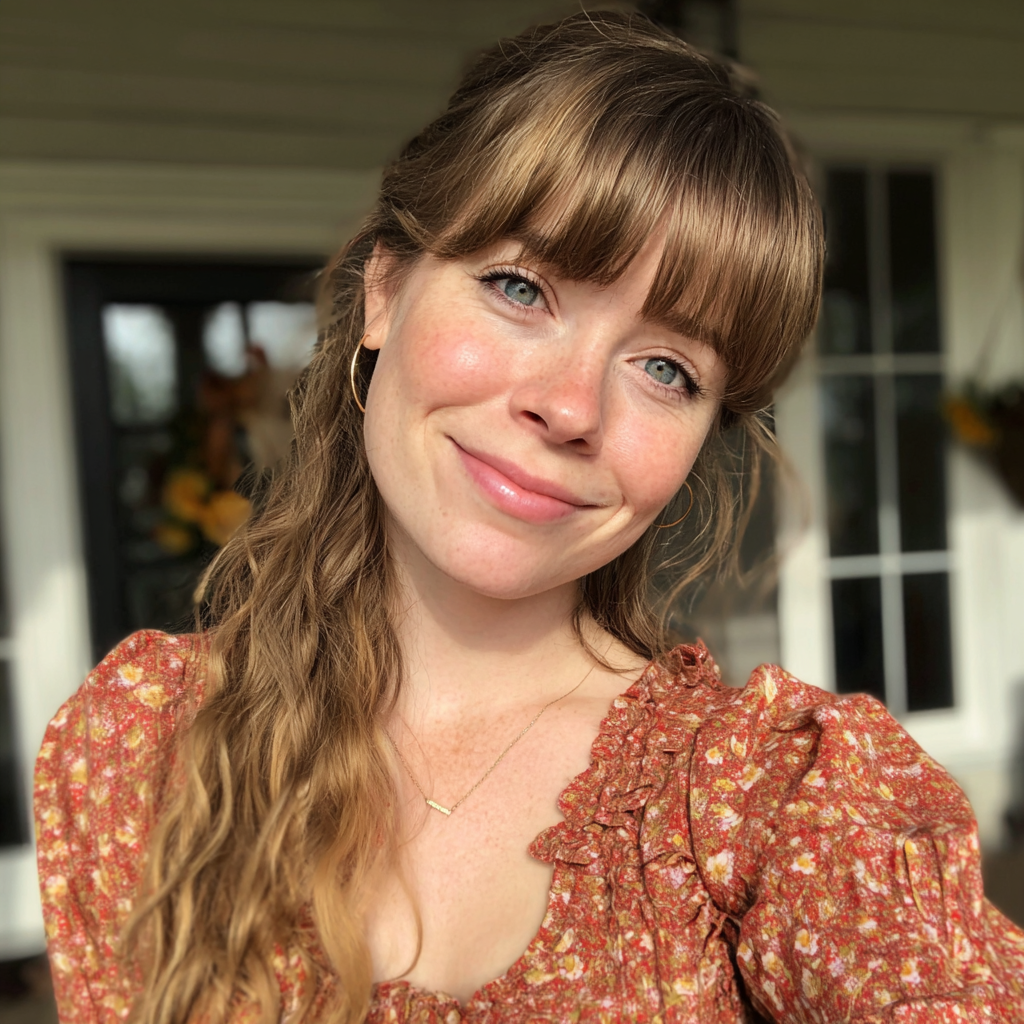 Une femme souriante debout sous un porche | Source : Midjourney