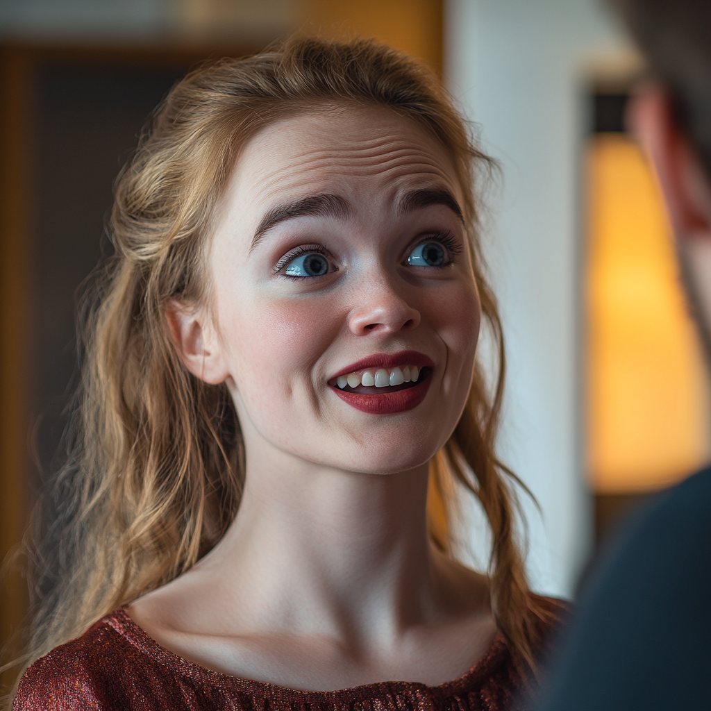 Une femme qui force le sourire | Source : Midjourney