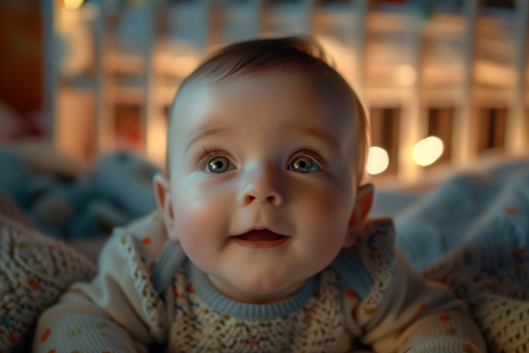 Bébé souriant vers le haut | Source : Midjourney
