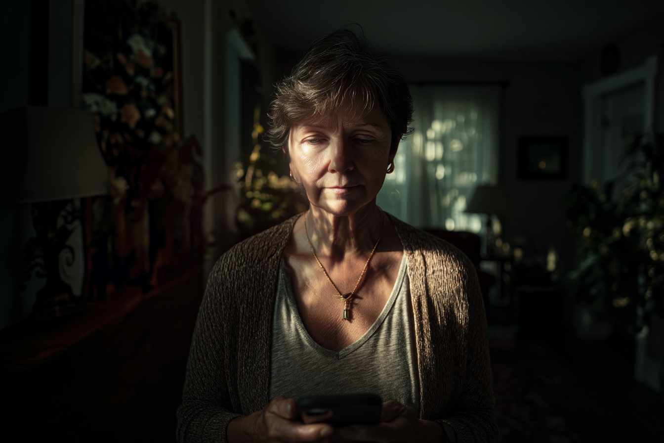 Une femme utilisant son téléphone | Source : Midjourney