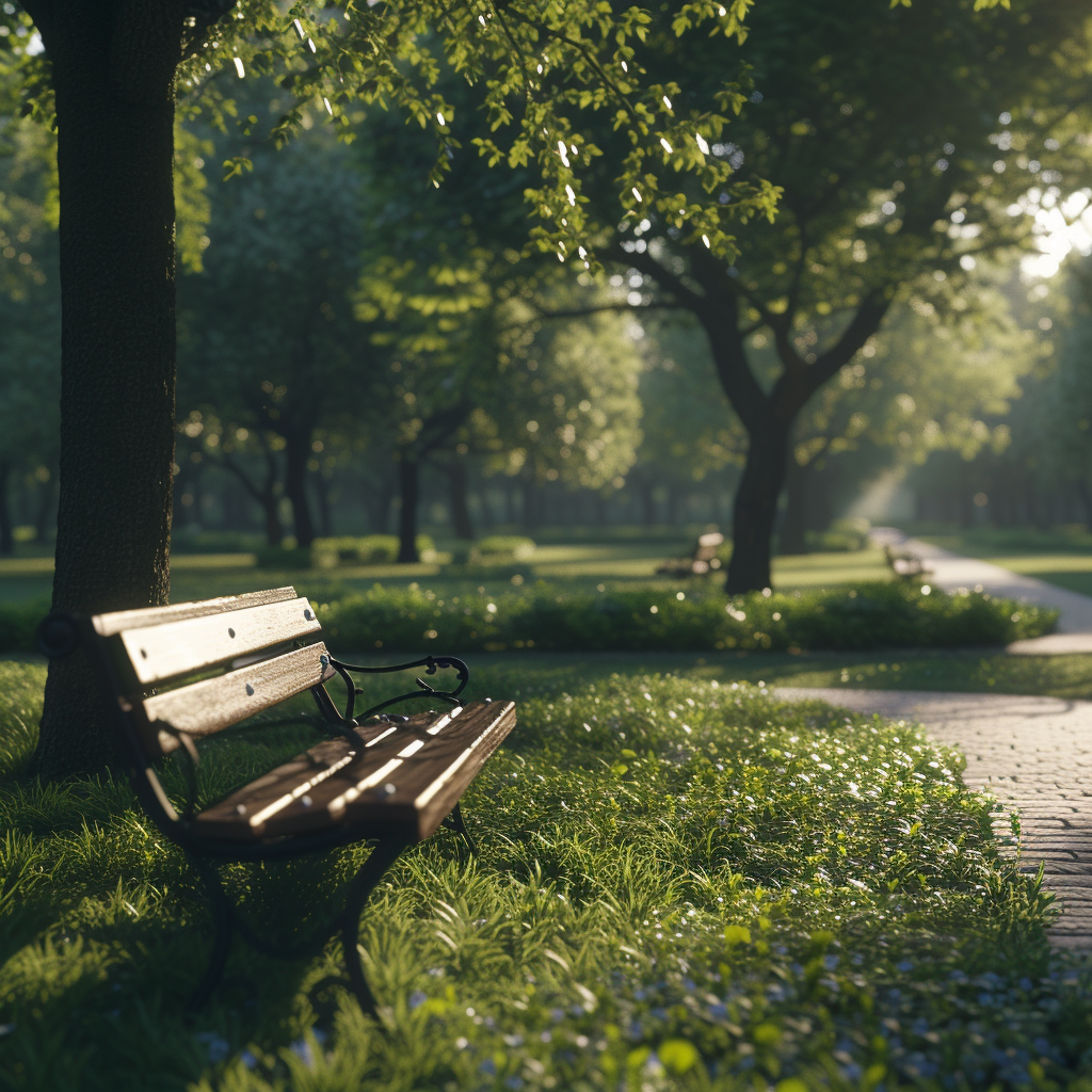 Un banc de parc vide | Source : Midjourney