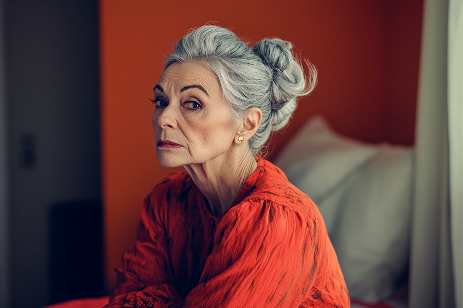 Une femme âgée perdue dans ses pensées profondes | Source : Midjourney