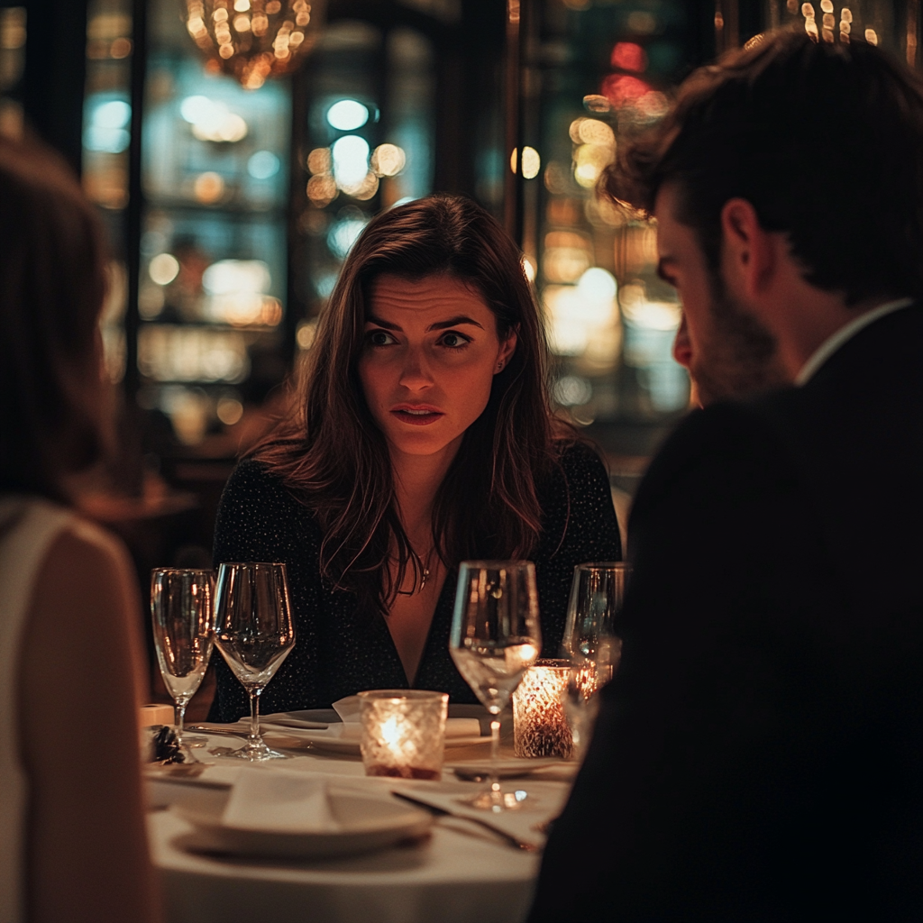 Des personnes au restaurant ayant une conversation délicate | Source : Midjourney
