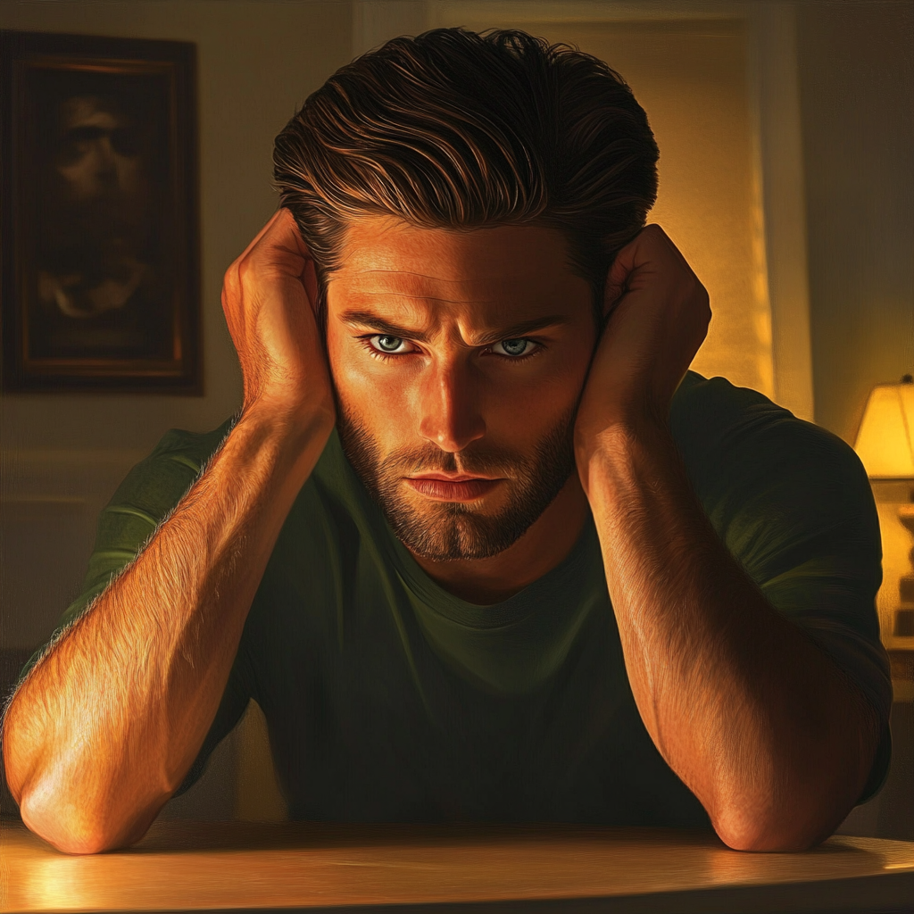 Un homme stressé assis à une table | Source : Midjourney