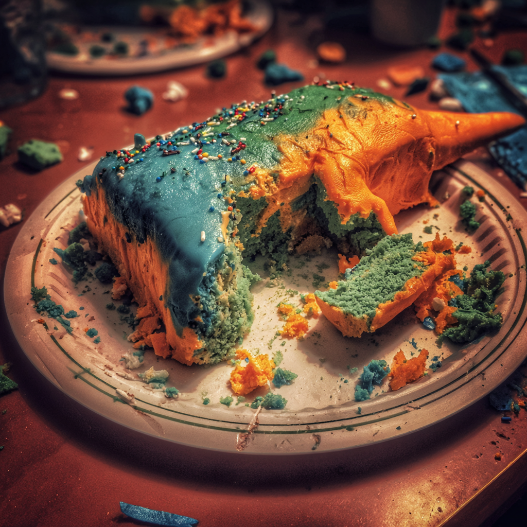 Un gâteau d'anniversaire détruit | Source : Midjourney