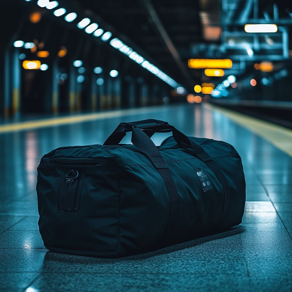 Un sac de sport noir dans une gare | Source : Pexels