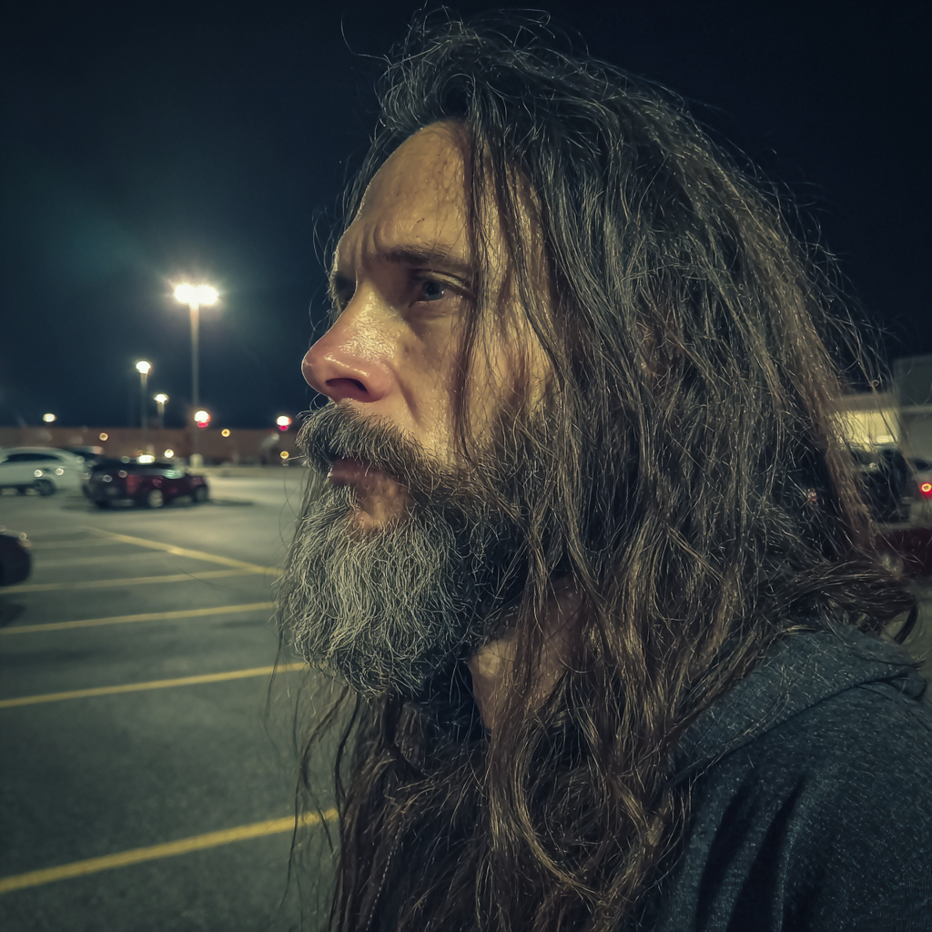 Un homme en haillons avec des cheveux longs et une barbe | Source : Midjourney