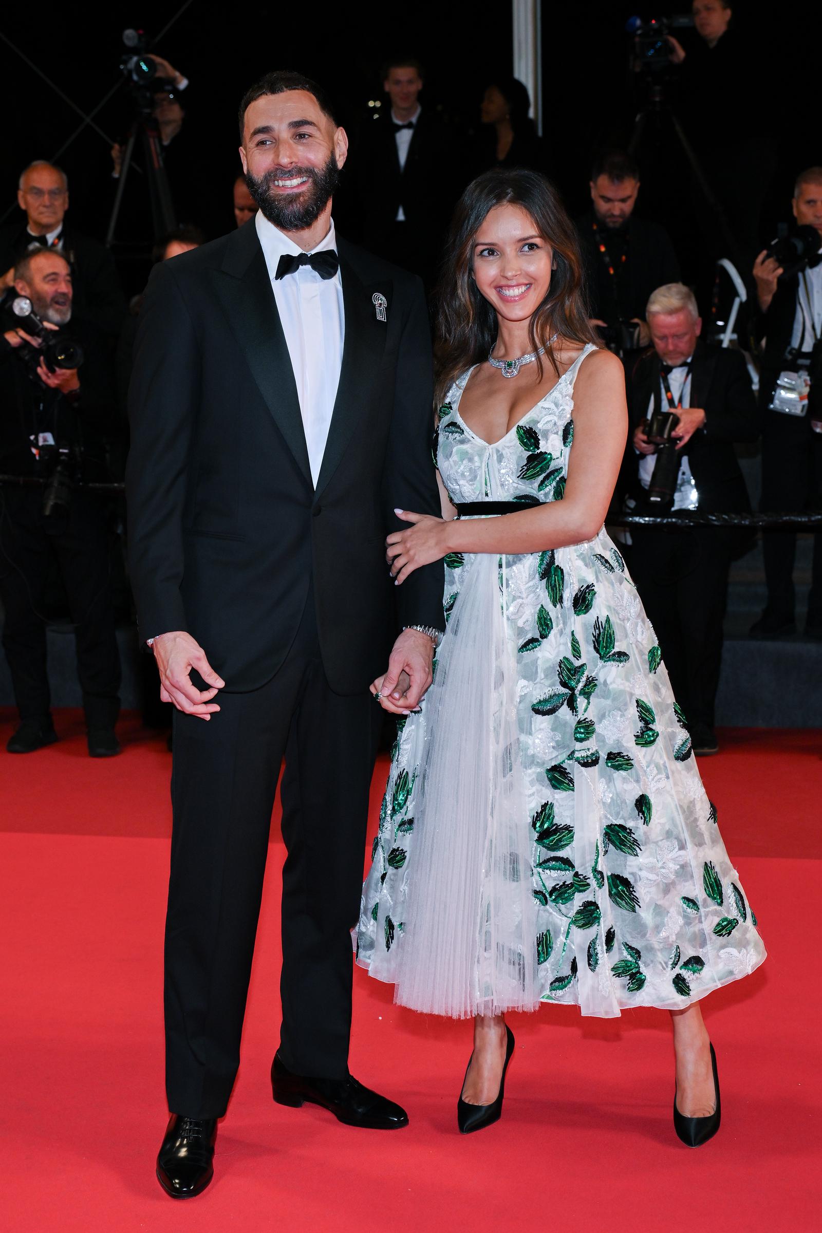 Karim Benzema et Lyna Khoudri sur le tapis rouge pour la projection du film « 13 Jours 13 Nuits » lors de la 78e édition du Festival de Cannes au Palais des Festivals, le 23 mai 2025 à Cannes, en France I Source : Getty Images