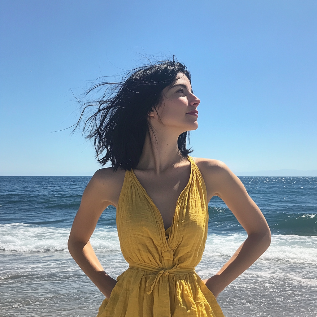 Une femme à la plage | Source : Midjourney