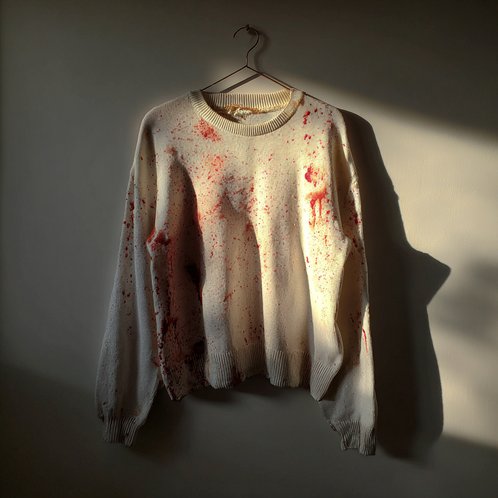 Un pull taché sur un cintre | Source : Midjourney