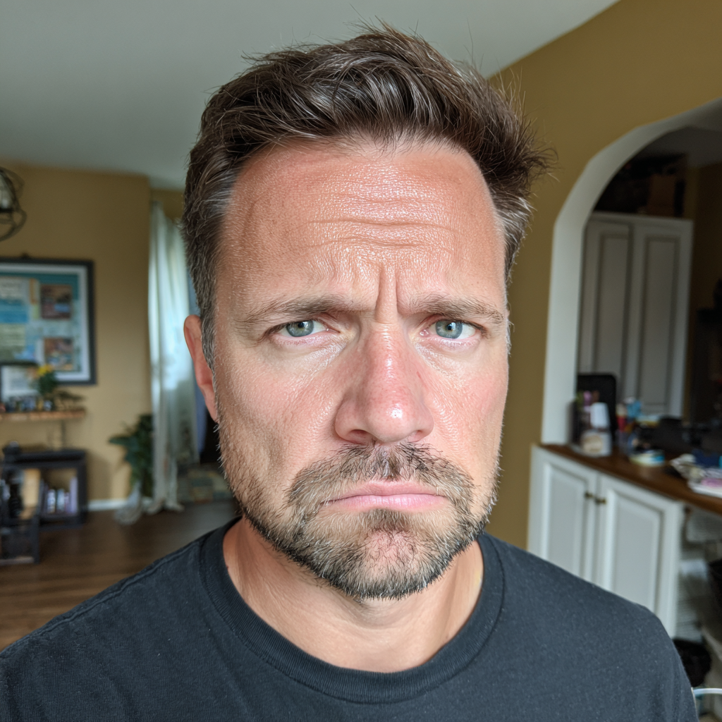 Gros plan sur un homme qui fronce les sourcils | Source : Midjourney