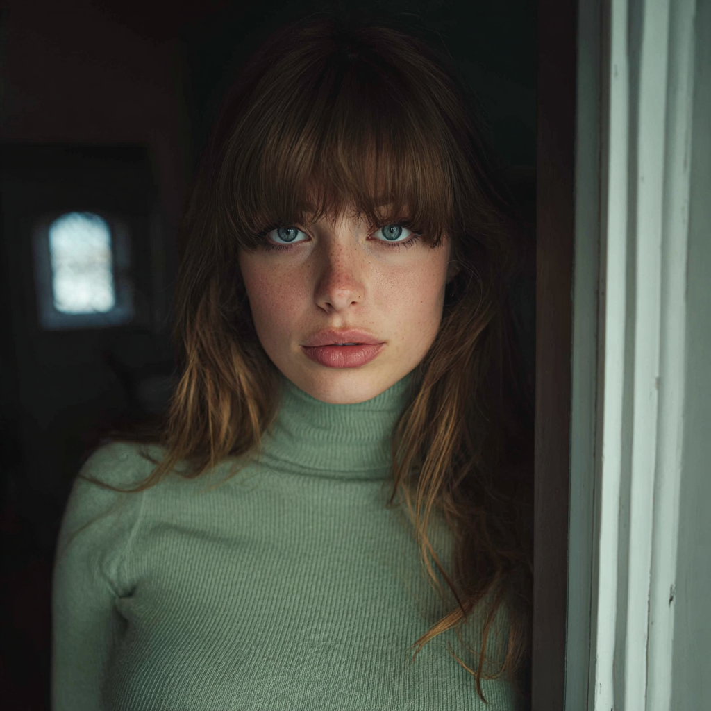 Une femme debout près d'une porte d'entrée | Source : Midjourney