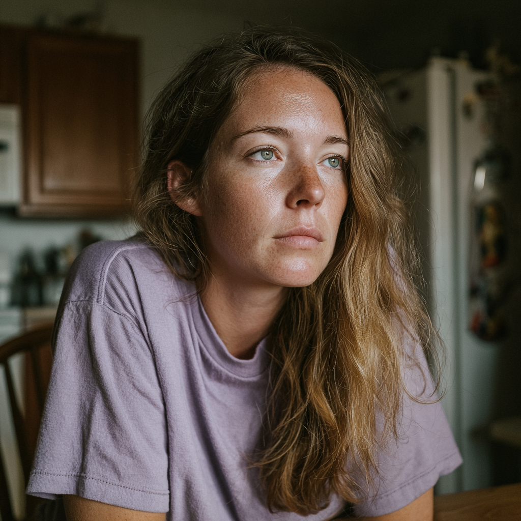 Une femme assise à une table | Source : Midjourney