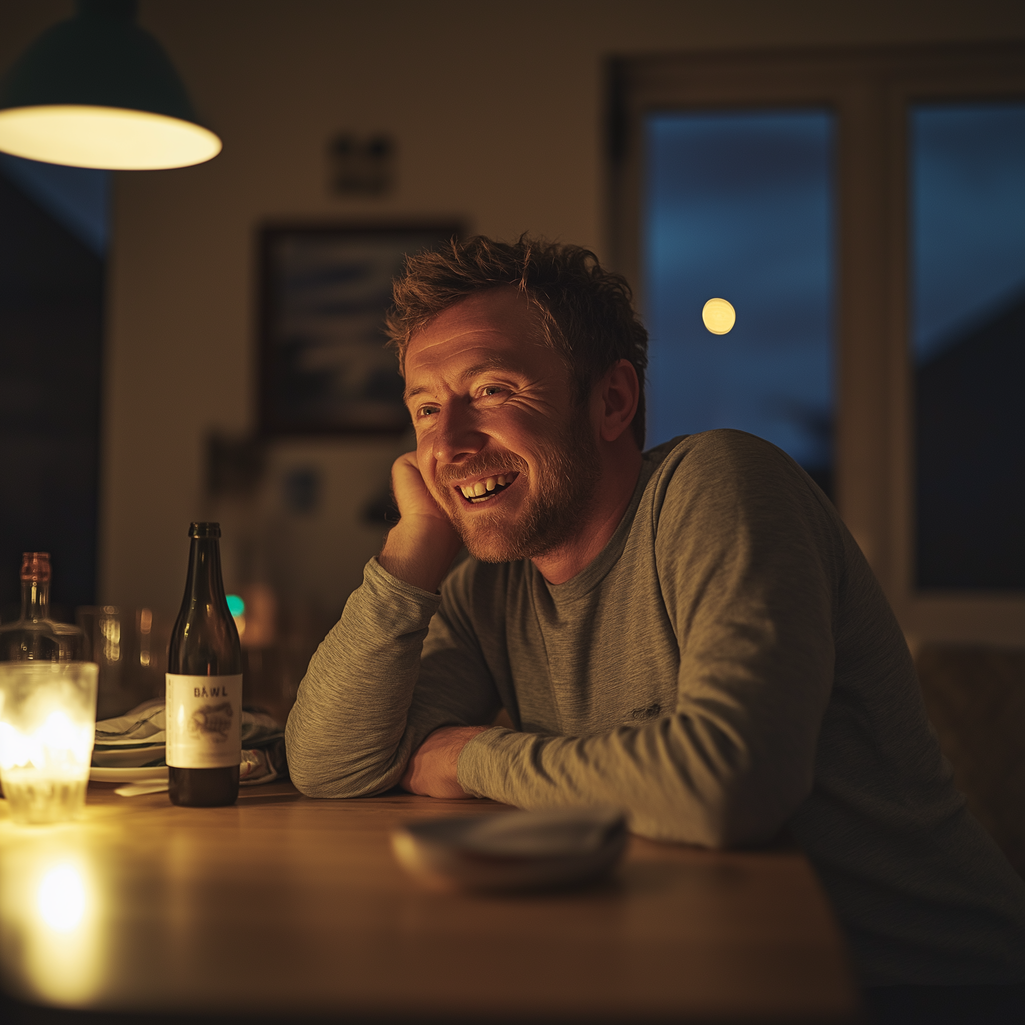 Un homme qui rit pour cacher son malaise | Source : Midjourney