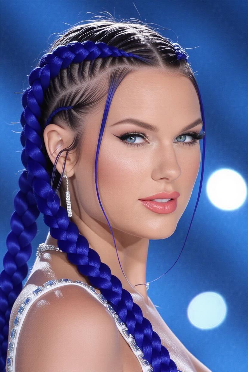 Une image de Taylor Swift générée par l'IA avec une coiffure différente | Source : Grok