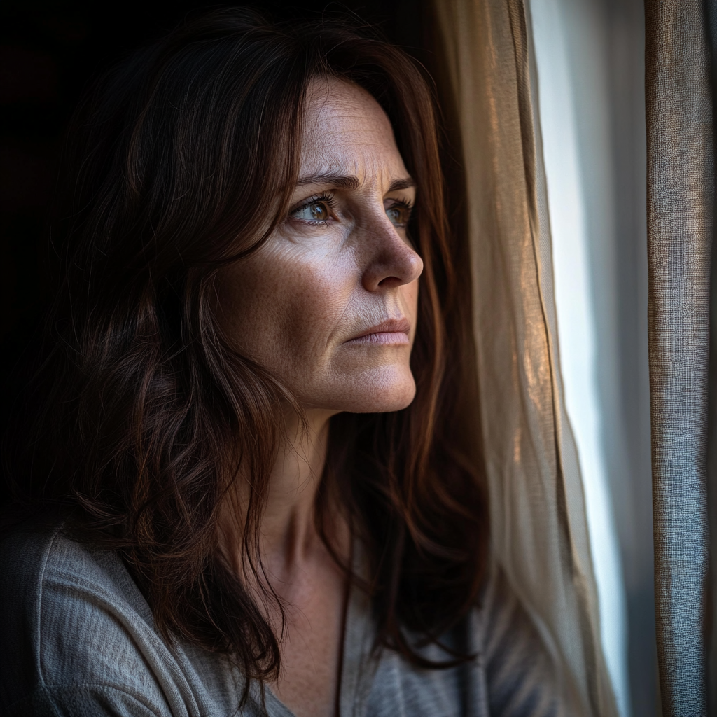 Une femme réfléchie et triste | Source : Midjourney