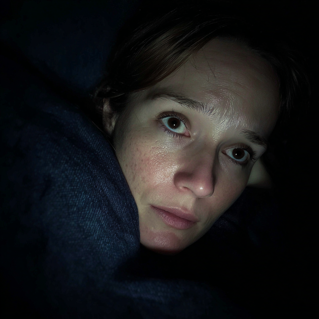 Une femme enveloppée dans une couverture bleue | Source : Midjourney