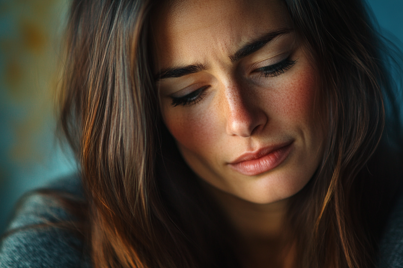 Une femme émotive souriant faiblement | Source : Midjourney