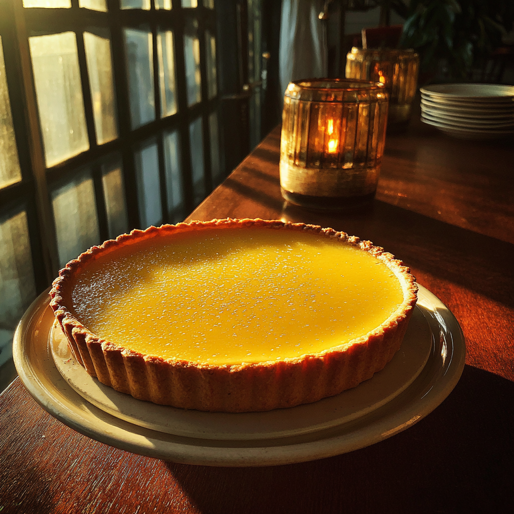 Une tarte au citron sur une table | Source : Midjourney