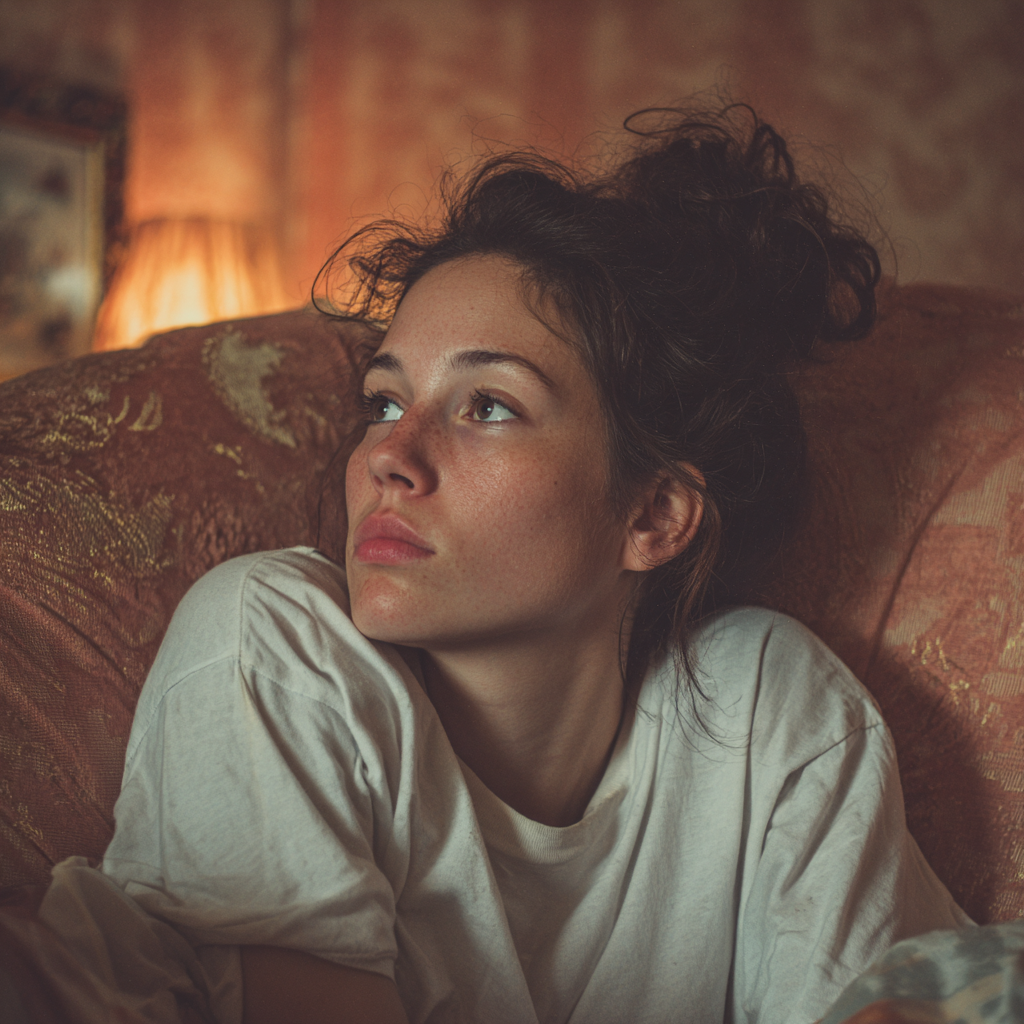 Une femme se prélassant sur un canapé | Source : Midjourney