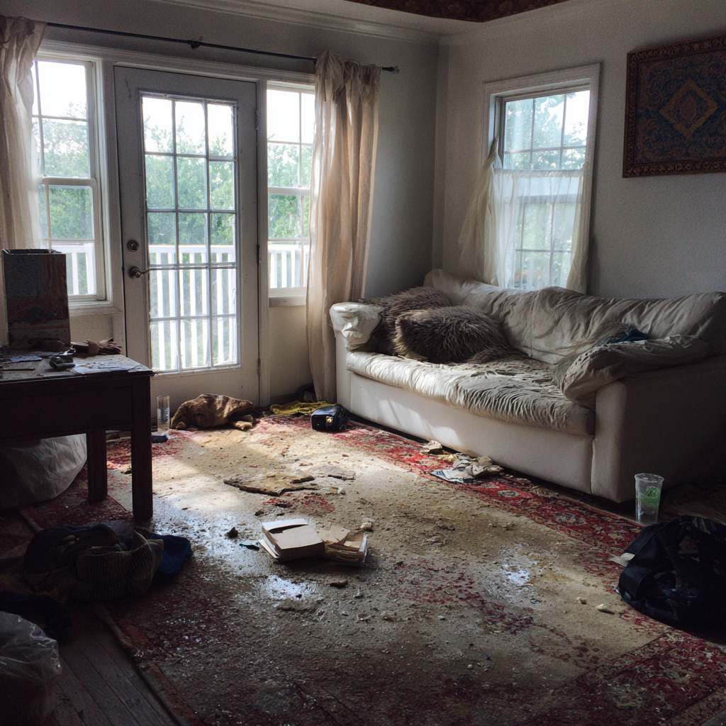 Un salon en ruine | Source : Midjourney