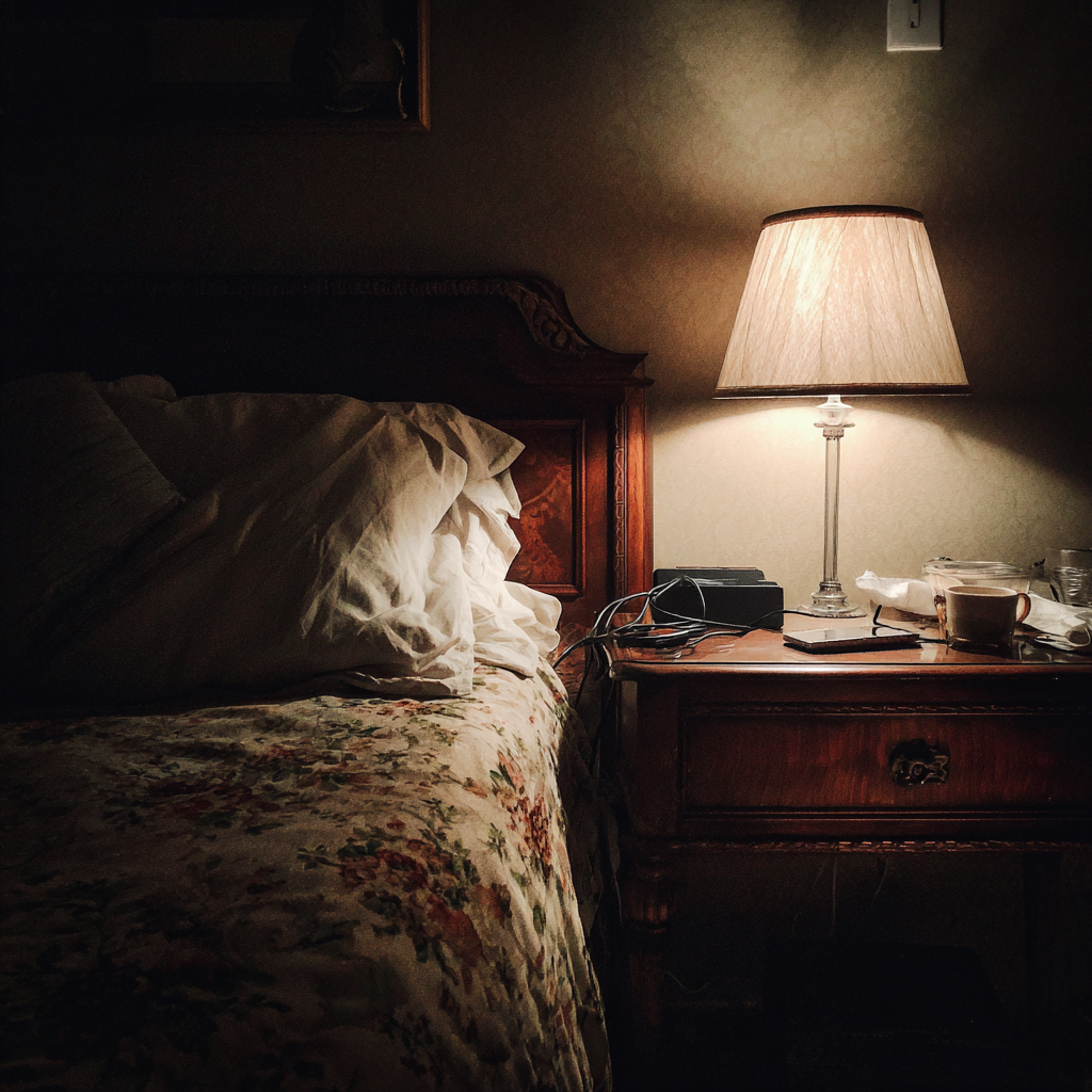 Un téléphone portable sur une table de nuit | Source : Midjourney